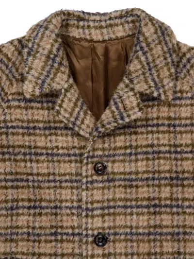 Piacenza Cashmere Buttoned Checked Coat In Brown