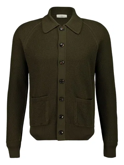 Piacenza Cashmere Button Long-sleeve Cardigan In Green