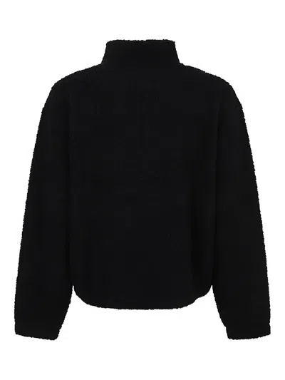 Mfpen Common Half Zip Sweater Black Fuzzy Recycled Fleece In Black