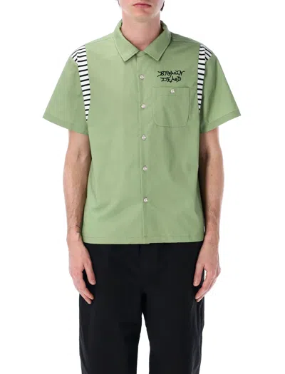 Brain Dead Cobra Flocked Bowling Shirt In Green