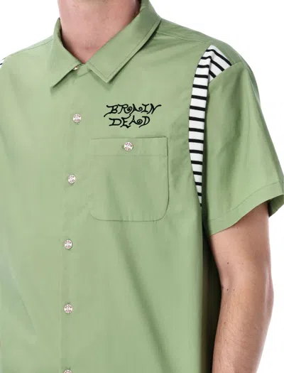 Brain Dead Cobra Flocked Bowling Shirt In Green