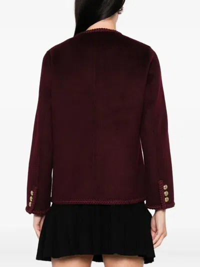 Sandro Wool-blend Braid-trim Jacket In Red