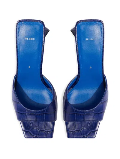 Attico Mini Devon Croc-effect Leather Mules In Blue