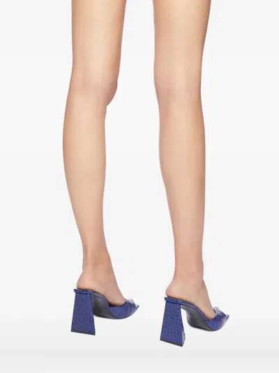 Attico Mini Devon Croc-effect Leather Mules In Blue