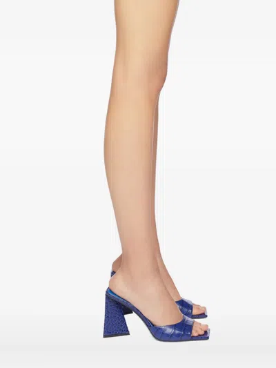 Attico Mini Devon Croc-effect Leather Mules In Blue