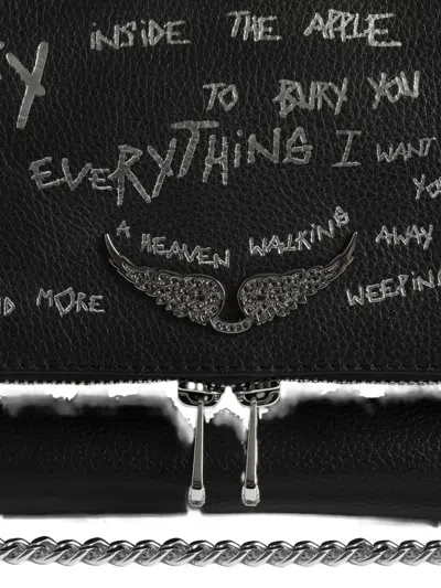 Zadig & Voltaire Womens Black Rocky Ii Graffiti Leather Cross-body Bag In Black