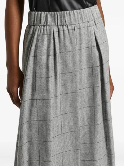 Peserico Checked-pattern Pleated Maxi Skirt In Gray