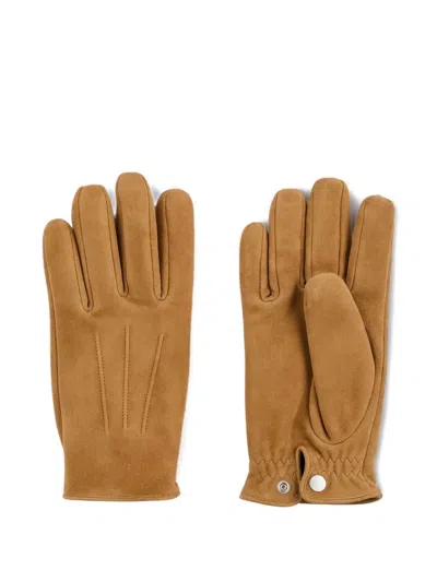 摁扣绒面皮手套