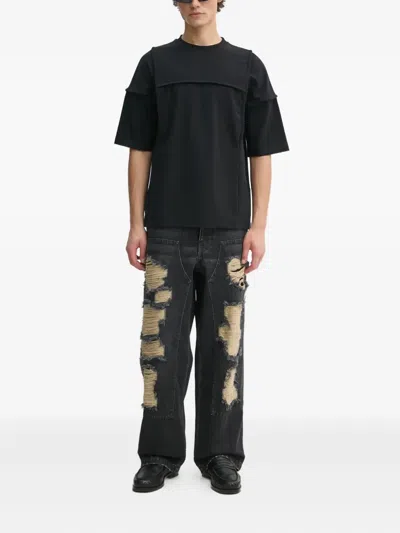 Heliot Emil Panelled-design Short-sleeve T-shirt In Black