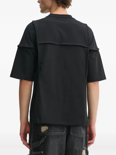 Heliot Emil Panelled-design Short-sleeve T-shirt In Black