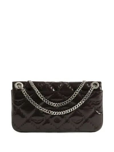 Zadig & Voltaire Rock Ii Vintage Effect Leather Monogram Clutch In Brown