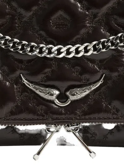 Zadig & Voltaire Rock Ii Vintage Effect Leather Monogram Clutch In Brown