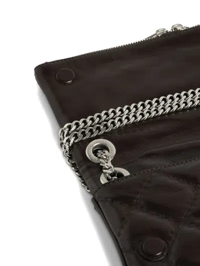 Zadig & Voltaire Rock Ii Vintage Effect Leather Monogram Clutch In Brown