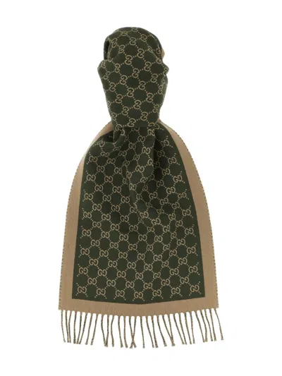 Gucci Gg Jacquard Scarf Scarves And Foulards Green In Green