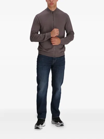 Armani Exchange Zip-up Cardigan In Brown