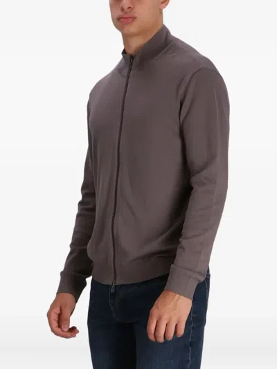 Armani Exchange Zip-up Cardigan In Brown