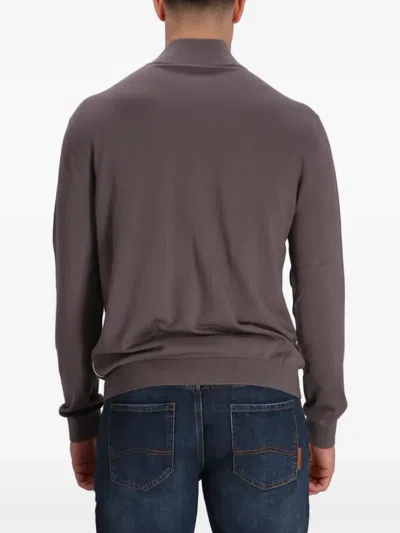 Armani Exchange Zip-up Cardigan In Brown