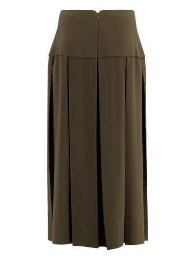 Zeus + Dione Typhon Pleated Midi Skirt In Brown