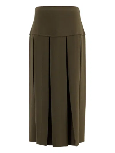 Zeus + Dione Typhon Pleated Midi Skirt In Brown