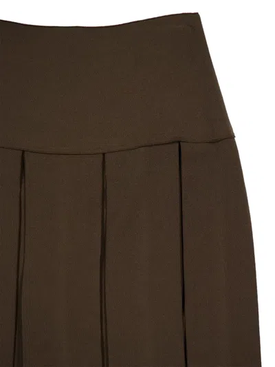 Zeus + Dione Typhon Pleated Midi Skirt In Brown