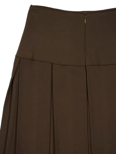 Zeus + Dione Typhon Pleated Midi Skirt In Brown