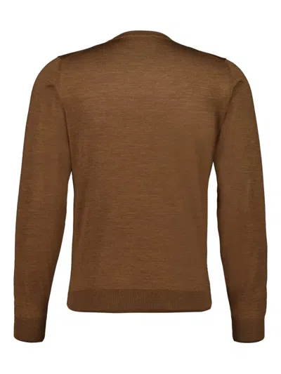 Piacenza Cashmere Long-sleeve V-neck Sweater In Brown