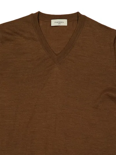 Piacenza Cashmere Long-sleeve V-neck Sweater In Brown