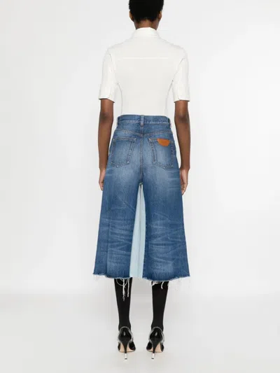 Chloé Two-tone Denim Bermuda Shorts In Blue