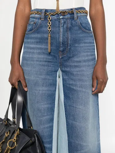 Chloé Two-tone Denim Bermuda Shorts In Blue