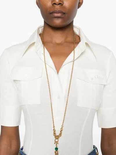 Chloé Utility-style Polo Shirt In Beige