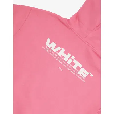 Off-white Fuchsia - White Off Stamp Logo-print Cotton-jersey Hoody 4-12+ In Pink