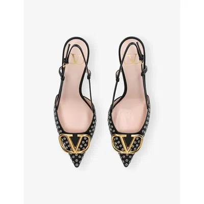 Valentino Pointed Toe Slingback Pumps Featuring Studs In Black