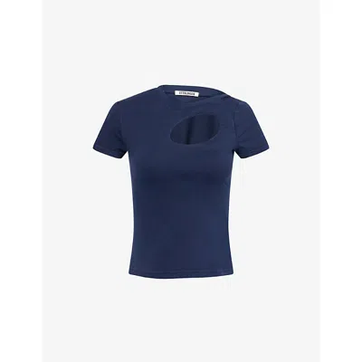 Ottolinger Womens Navy Donut Cut-out Cotton-jersey T-shirt In Blue