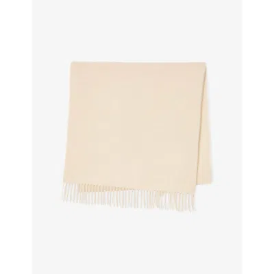 Sandro Mens Off White Fringed-trim Wool And Cashmere-blend Scarf In Neutral
