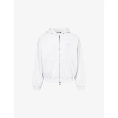 Cole Buxton Mens Light Grey Marl Mini Logo Relaxed-fit Cotton-jersey Hoodie Xs In Gray