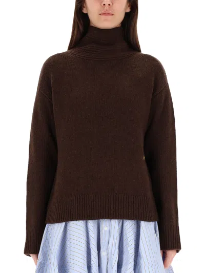 Ganni Wool Blend Sweater In Brown