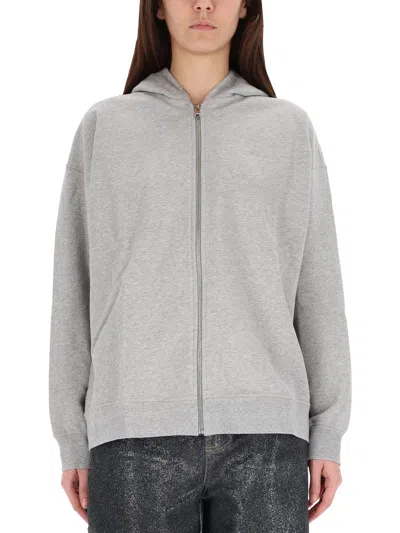 Ganni Womens Isoli Teddy Oversized Zip Hoodie In Gray