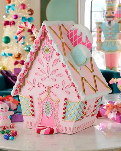 Glitterville Gingerbread House Christmas Decoration, Pink In Pink