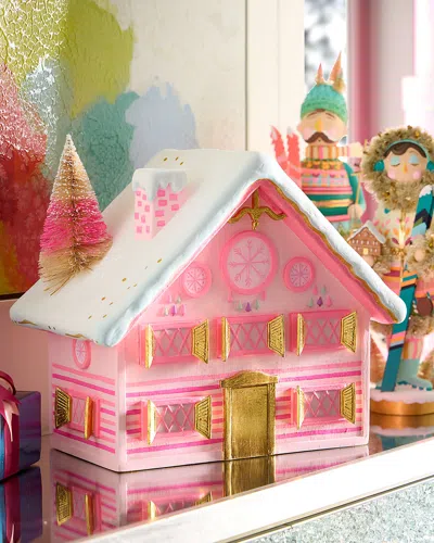 Glitterville 16" Chalet Christmas Decoration, Pink In Pink