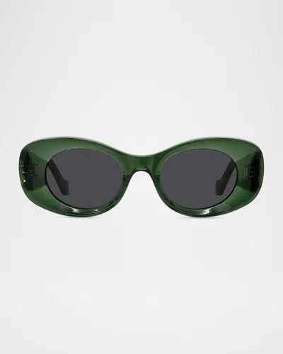 Loewe Womens Dark Green G821mxix01 Oval Frame Acetate Sunglasses In Green