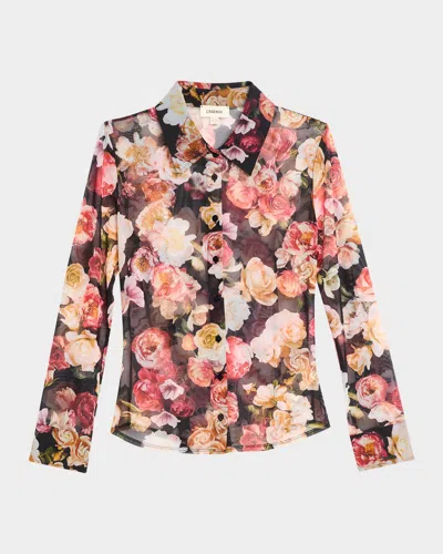 L'agence Dani Floral Print Silk Button-up Shirt In Multi