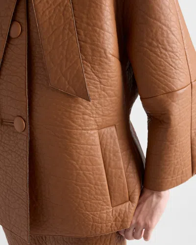 Prada Nappa Leather Jacket With Scarf In Brown
