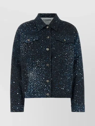 Giuseppe Di Morabito Speckled Stretch Denim Jacket In Black