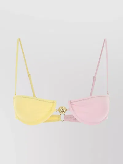 Reina Olga Two-tone Stretch Nylon Hommond Bikini Top In Multi