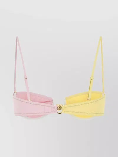 Reina Olga Two-tone Stretch Nylon Hommond Bikini Top In Multi