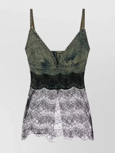 Giuseppe Di Morabito Lace Detailed Denim Sleeveless Top In Multi