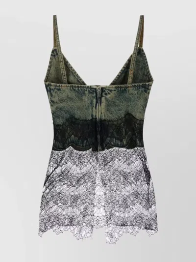 Giuseppe Di Morabito Lace Detailed Denim Sleeveless Top In Multi