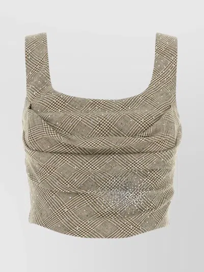 Giuseppe Di Morabito Square Neckline Sleeveless Cropped Top In Neutral