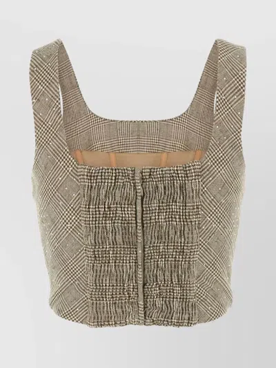Giuseppe Di Morabito Square Neckline Sleeveless Cropped Top In Neutral