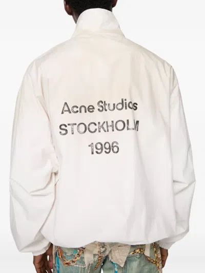 Acne Studios Logo Zip-up Jacket In White